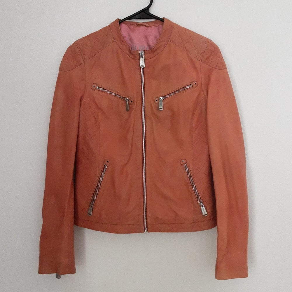 Giorgio Paris John & Yoko Orange Vintage Leather Jacket